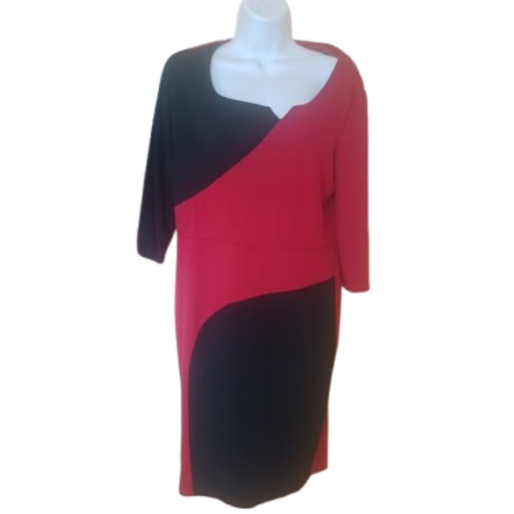 Red and Black Color block Sweater Dress Size 12 ---